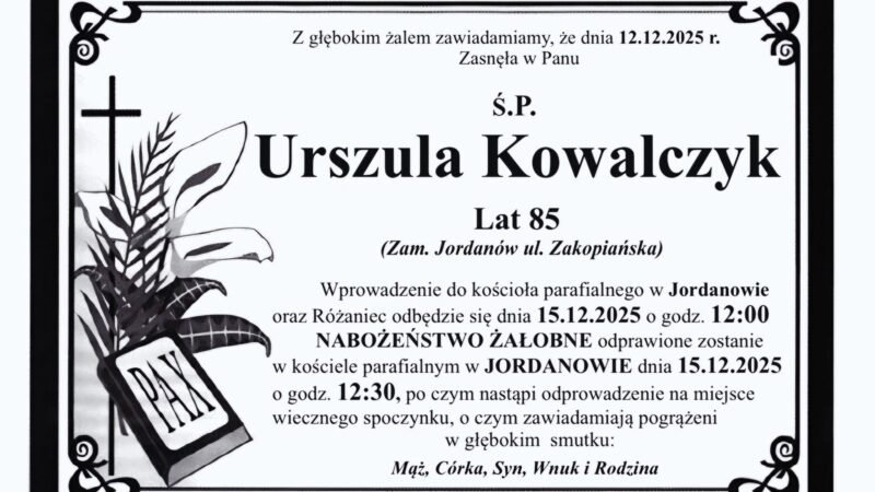 Urszula Kowalczyk, lat 85