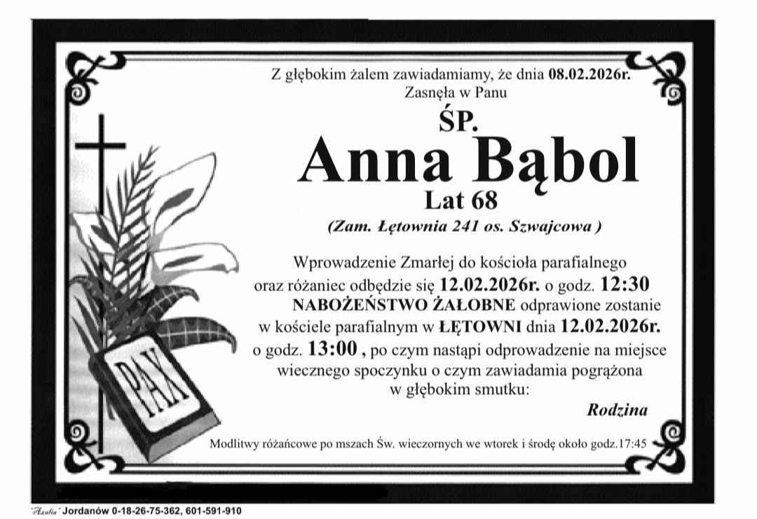 Anna Bąbol, lat 68