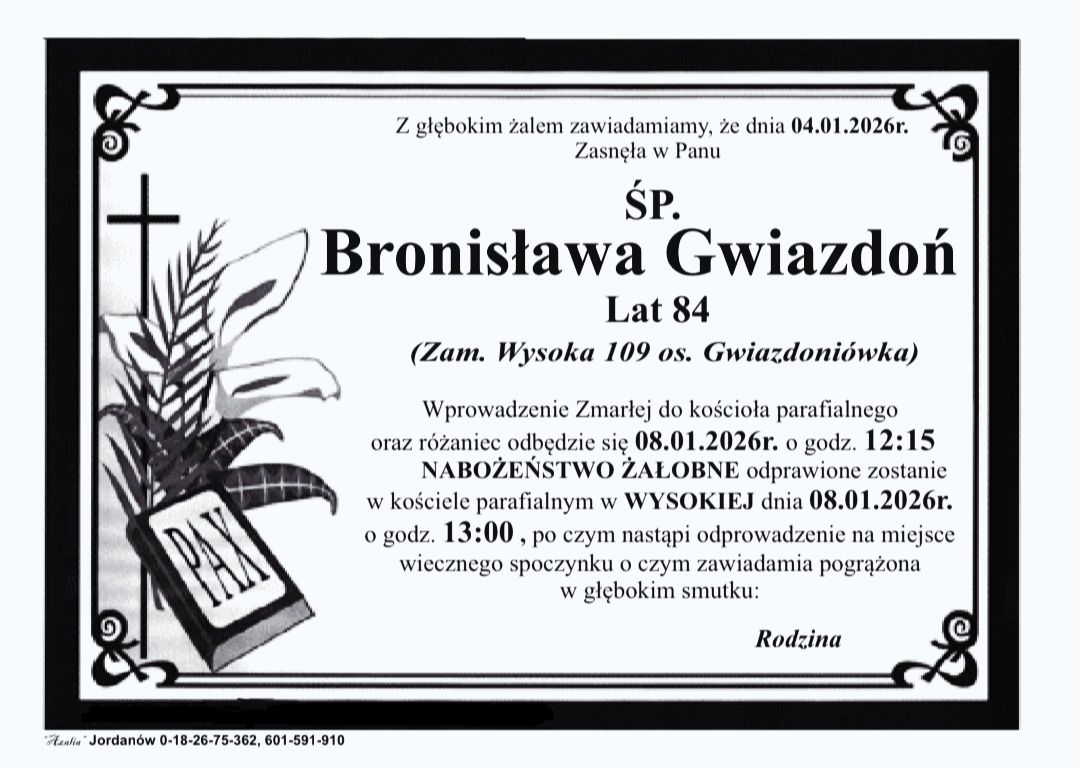 Bronisława Gwiazdoń, lat 84