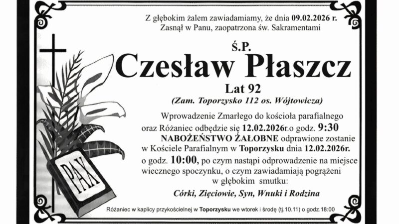 Czesław Płaszcz, lat 92