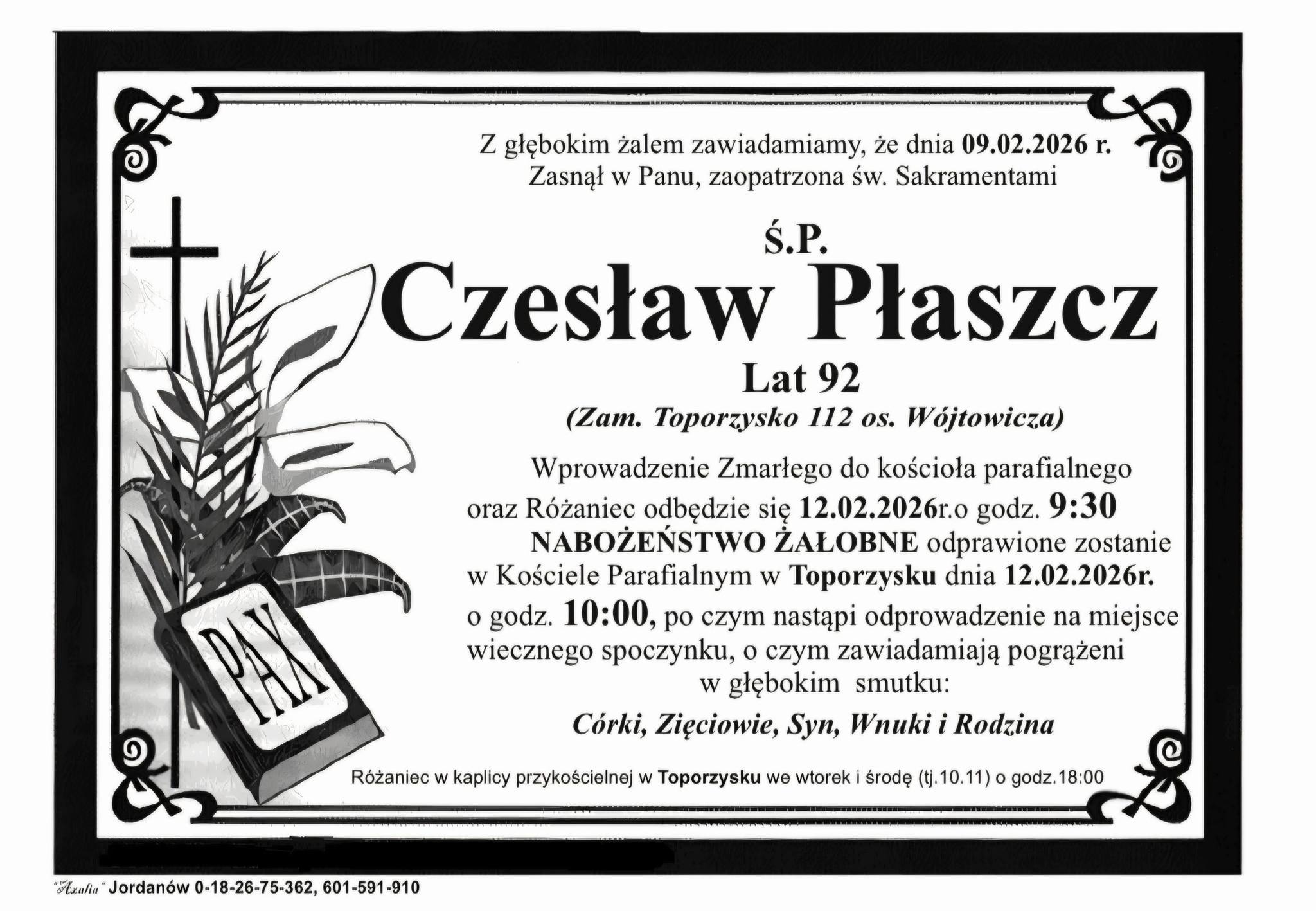 Czesław Płaszcz, lat 92