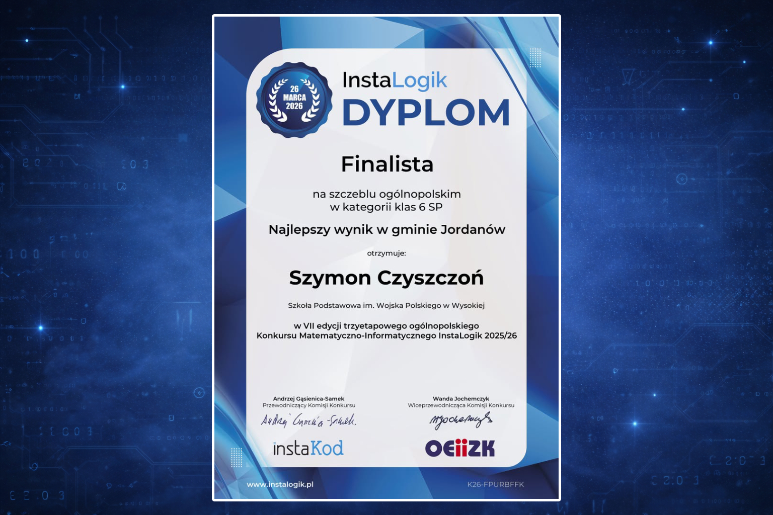 Szymon Czyszczoń z Wysokiej z najlepszym wynikiem w gminie Jordanów