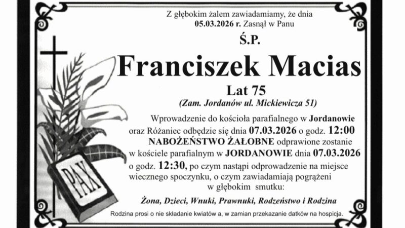 Franciszek Macias, lat 75