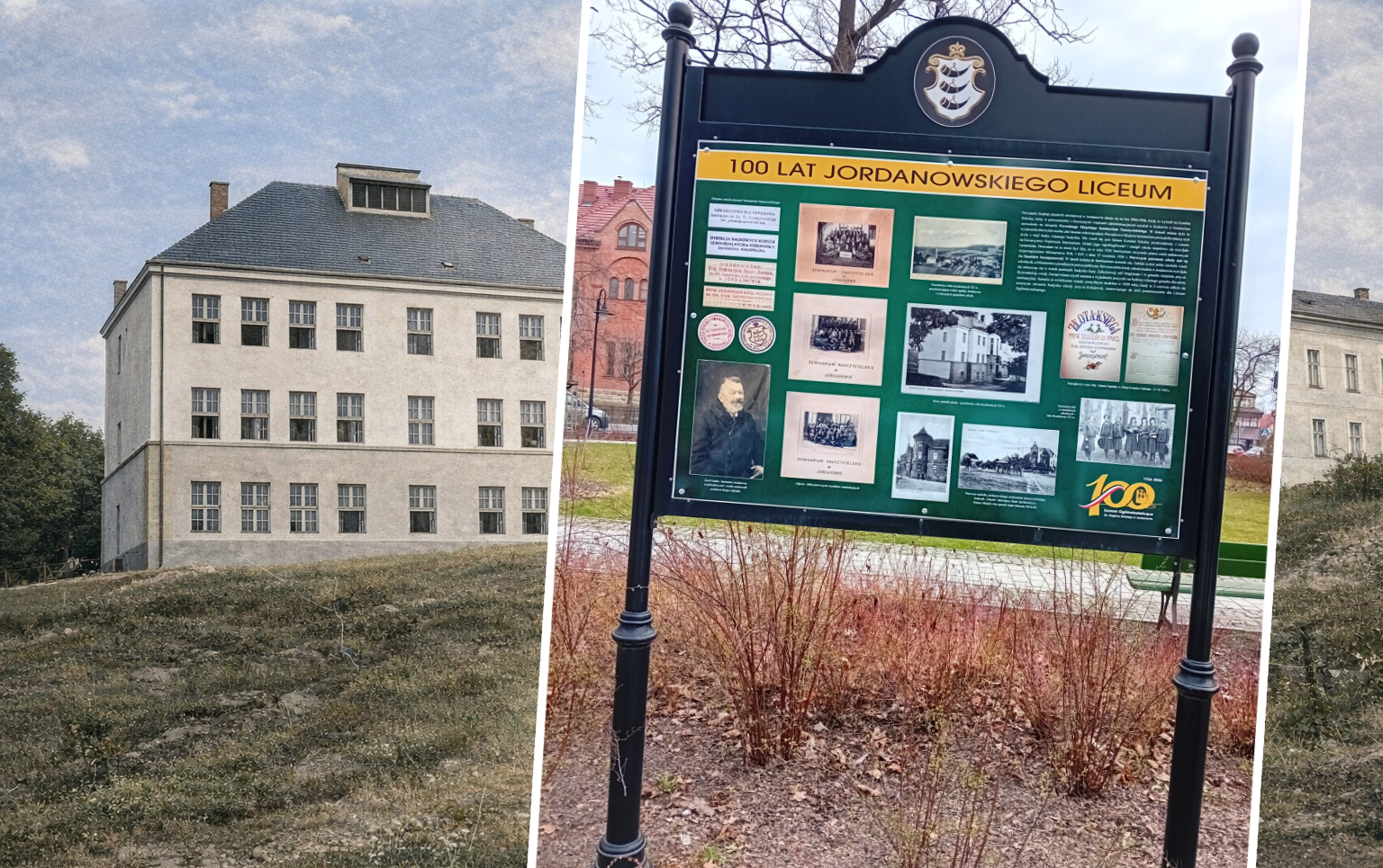 100 lat jordanowskiego liceum na tablicach w centrum miasta