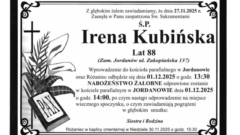 Irena Kubińska, lat 88