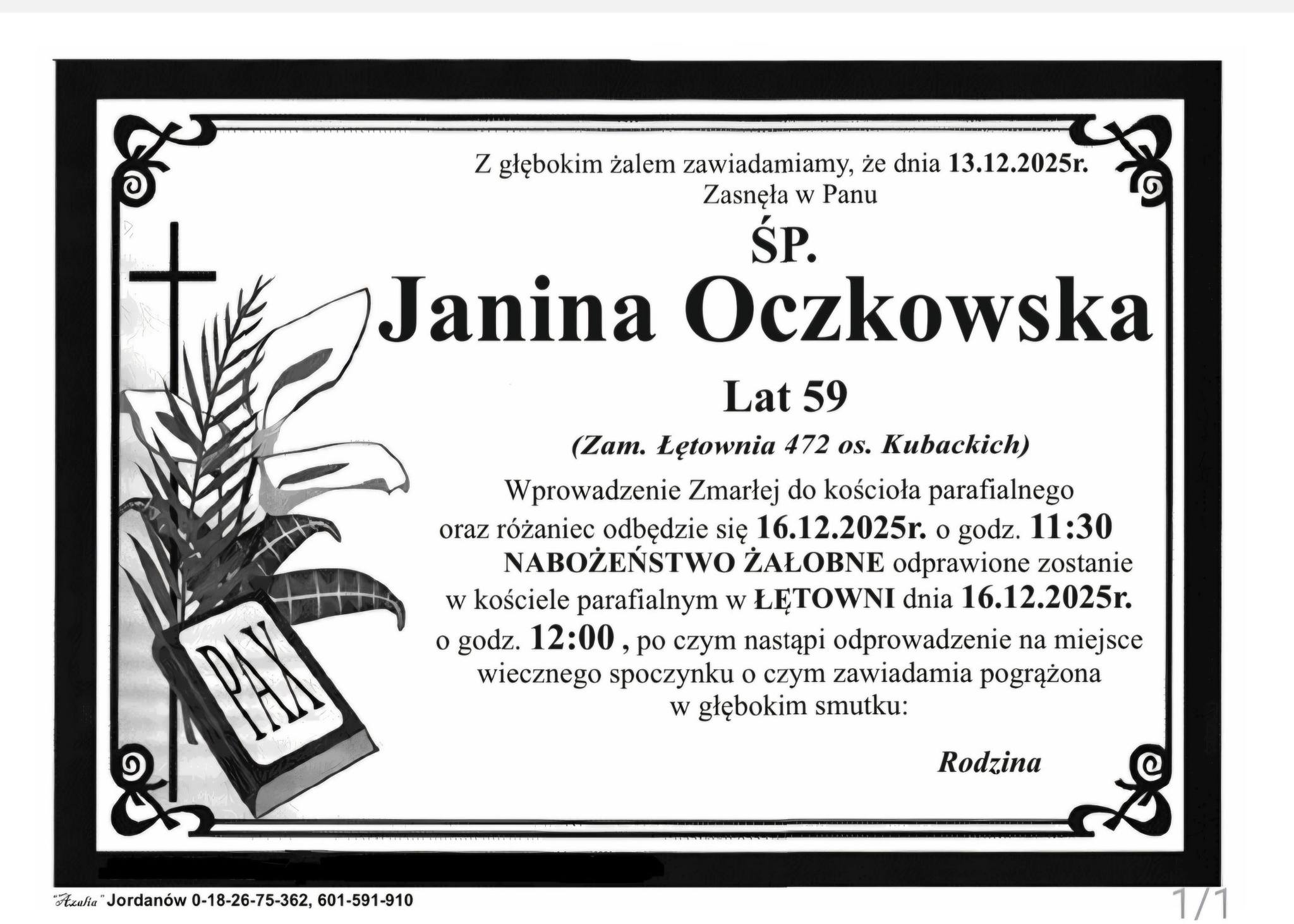 Janina Oczkowska, lat 59