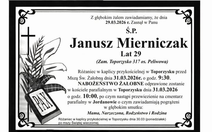 Janusz Mierniczak, lat 29
