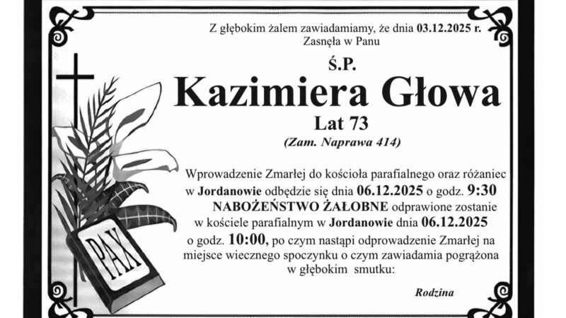 Kazimiera Głowa, lat 73