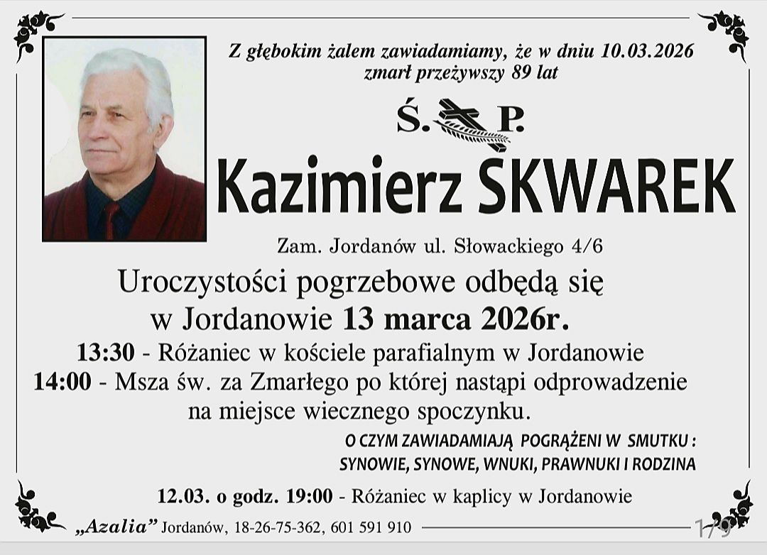 Kazimierz Skwarek, lat 89
