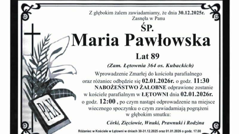 Maria Pawłowska, lat 89
