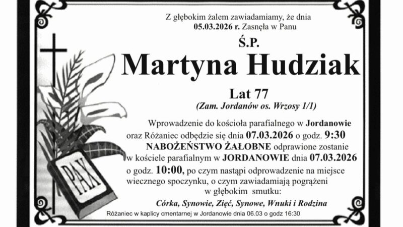 Martyna Hudziak, lat 77