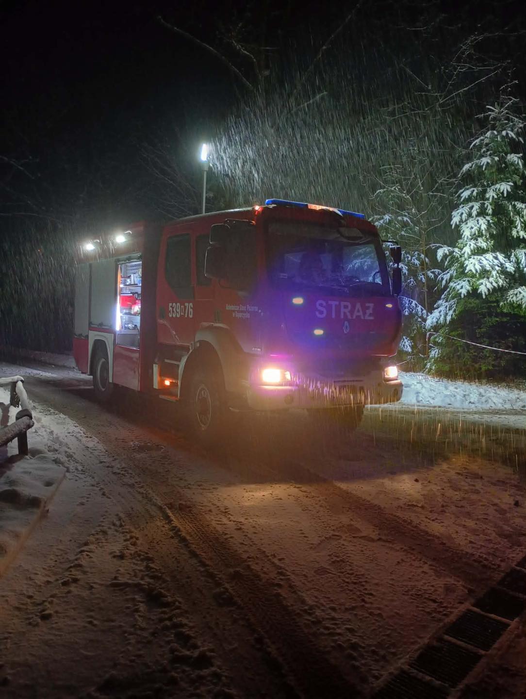 Drzewo powalone na linię energetyczną w Toporzysku
