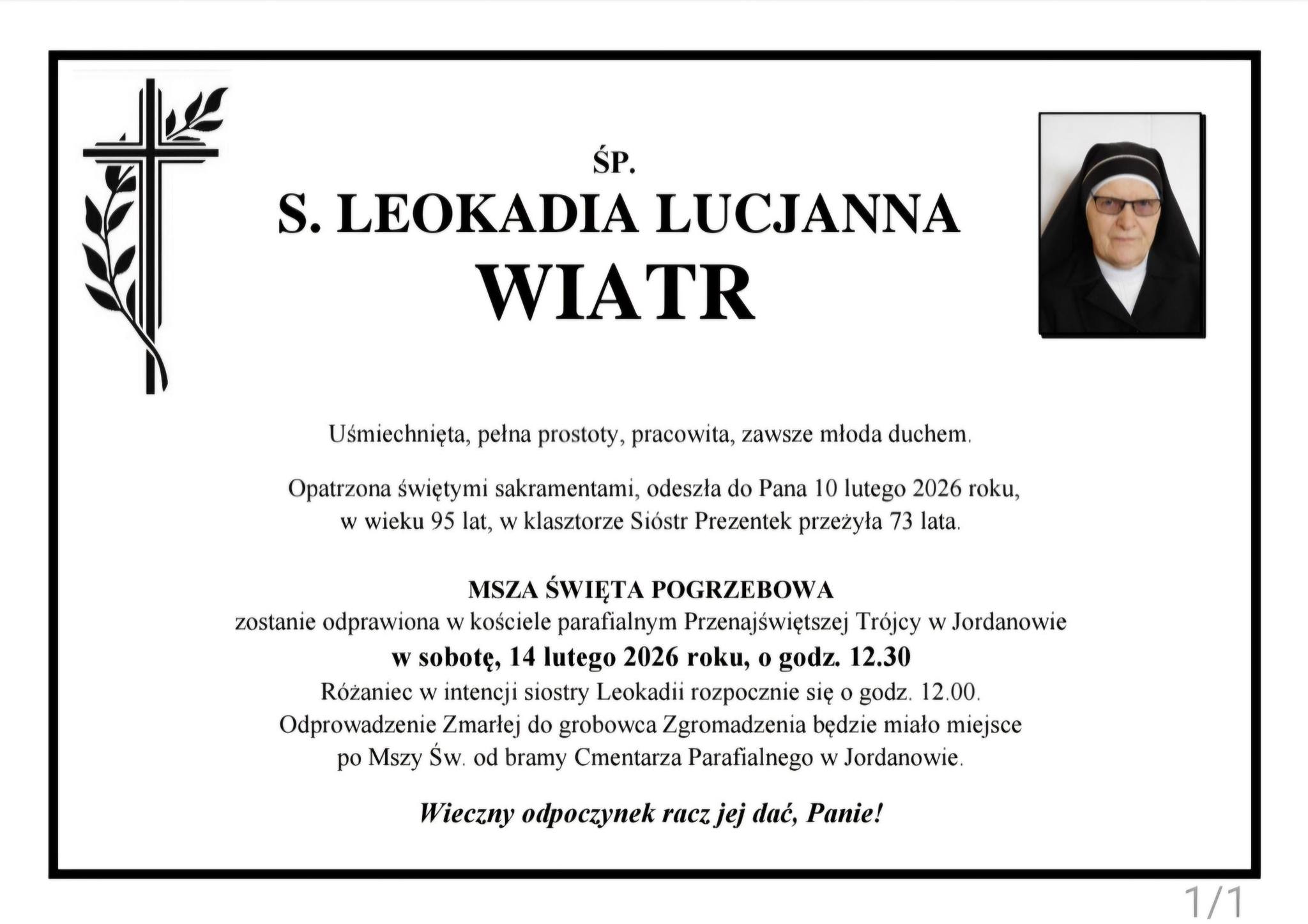 S. Leokadia Lucjanna Wiatr, lat 73