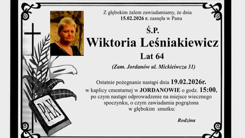 Wiktoria Leśniakiewicz, lat 64