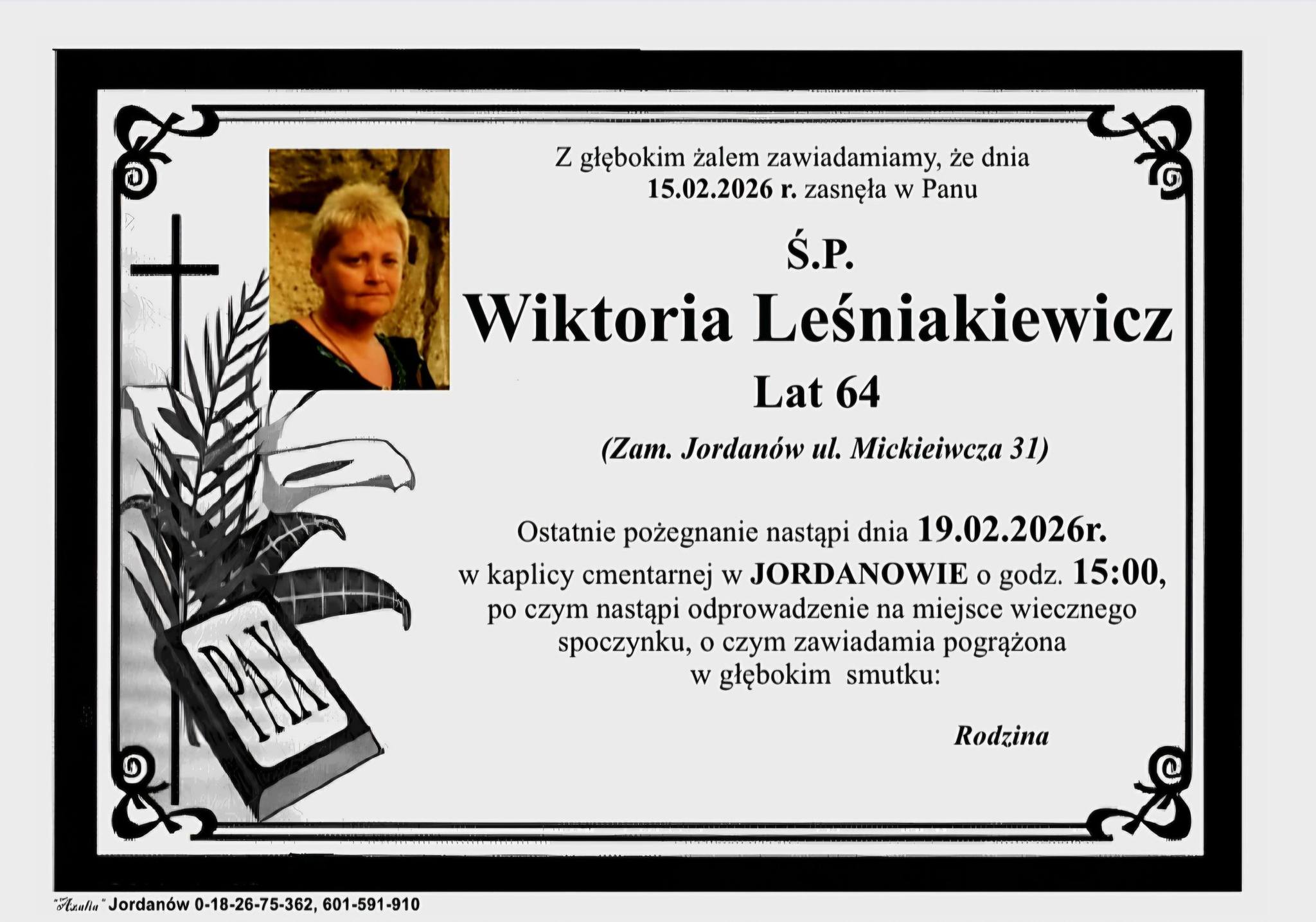 Wiktoria Leśniakiewicz, lat 64