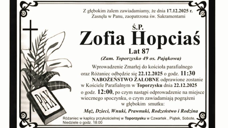 Zofia Hopciaś, lat 87