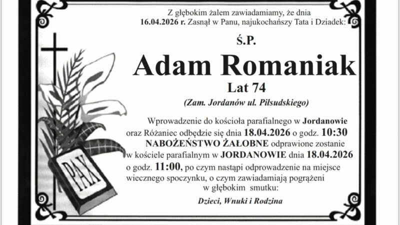 Adam Romaniak, lat 74