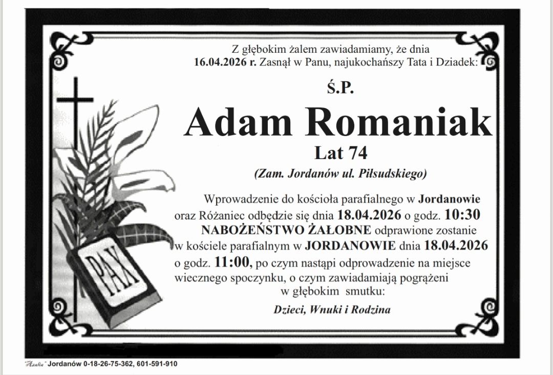 Adam Romaniak, lat 74