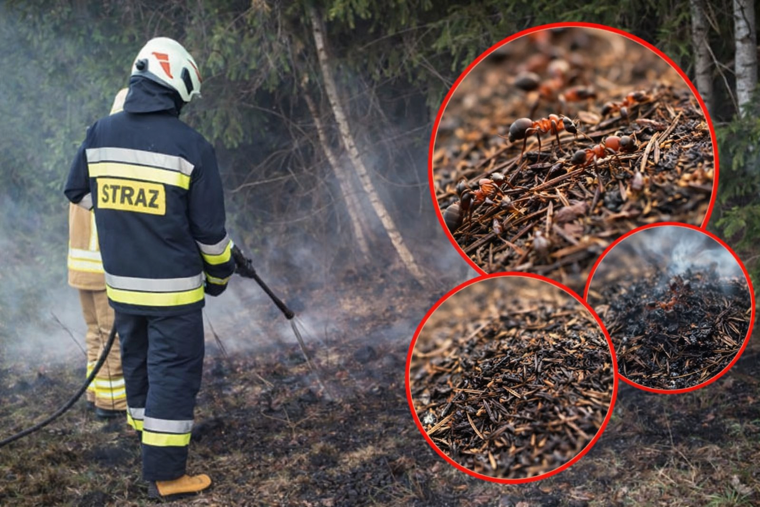 Pożar mrowiska w Bystrej Podhalańskiej. Strażacy zapobiegli większemu zagrożeniu