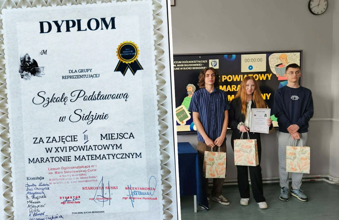 Młodzi matematycy z Sidziny na podium. Duży sukces w powiecie